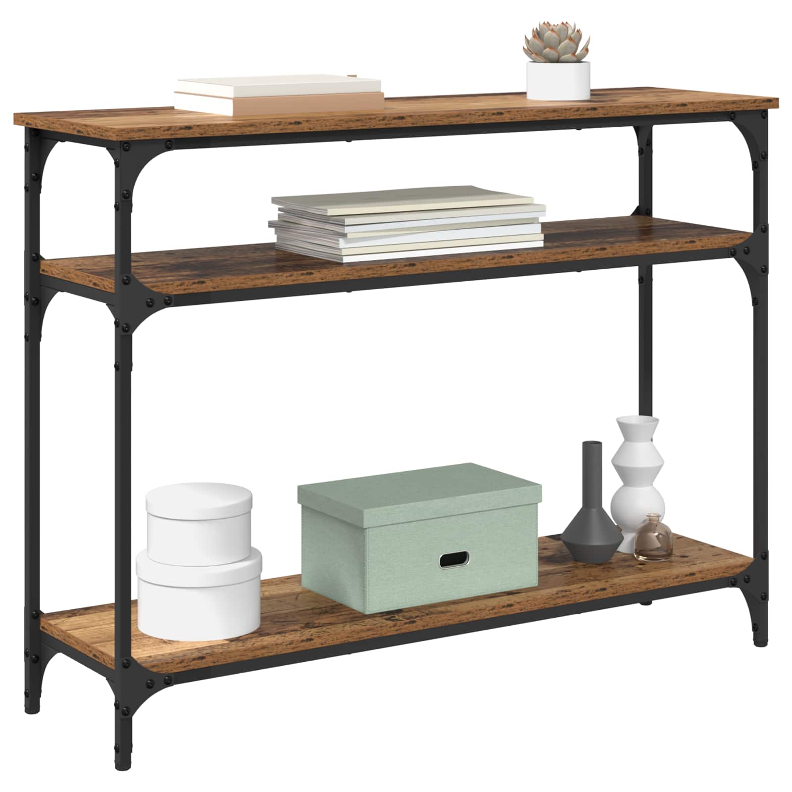 Konsoles galds ar plauktu Antīks koks 100 x 29 x 75 cm