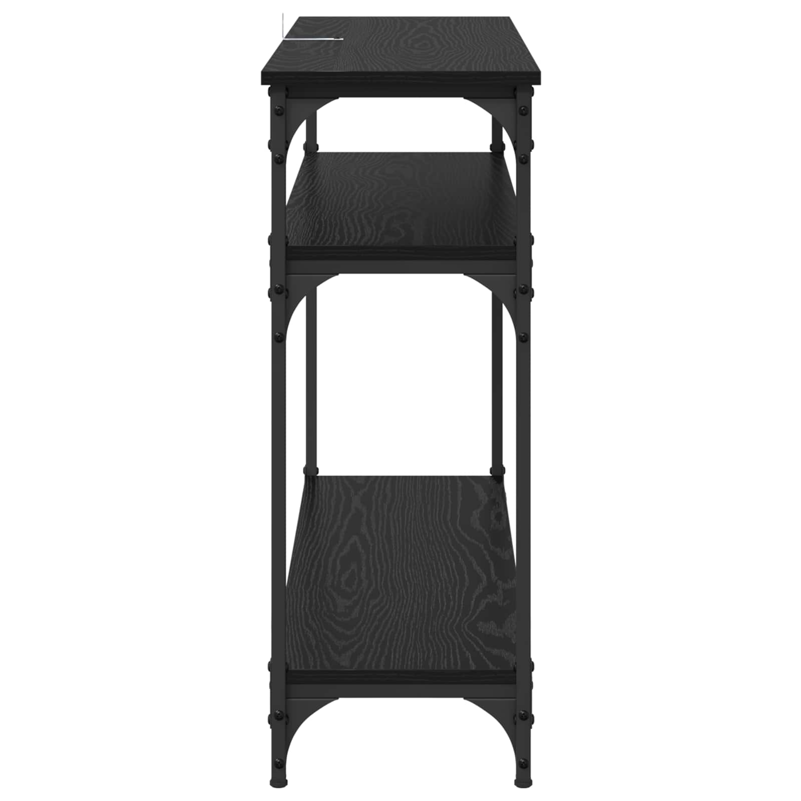 Konsoles galds ar plauktu melns ozols 100 x 29 x 75 cm