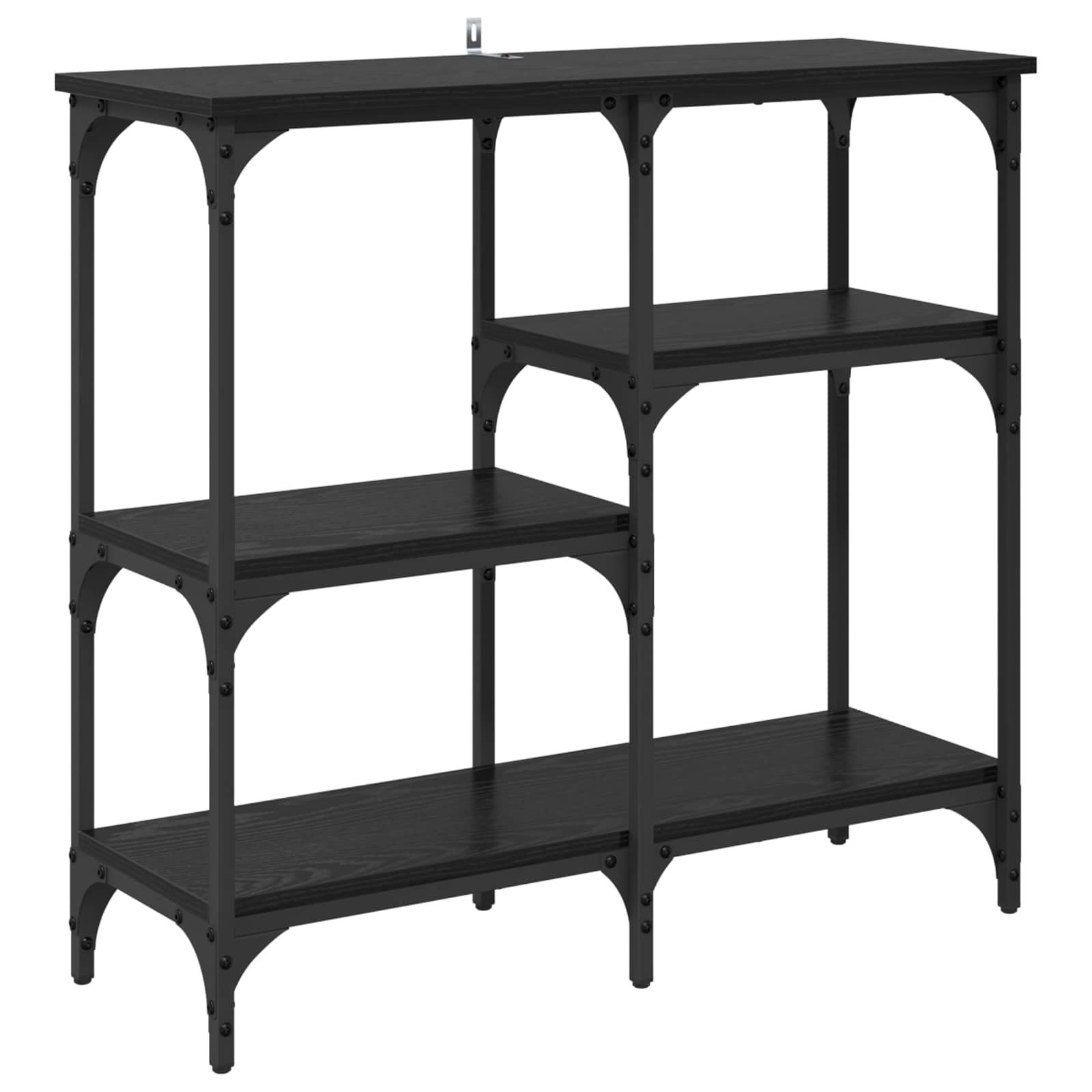 Konsoles galds ar plauktu melns ozols 80 x 29 x 75 cm