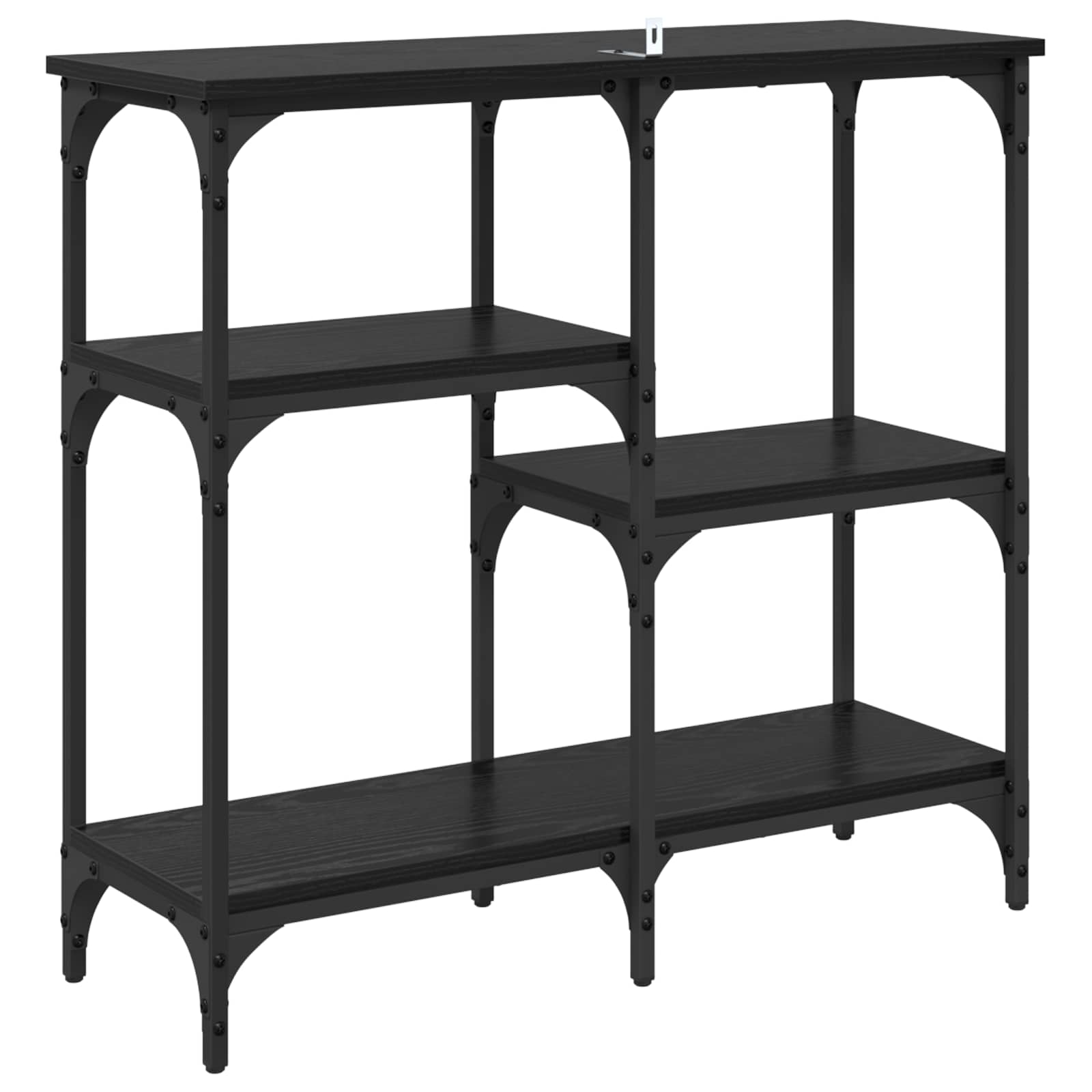 Konsoles galds ar plauktu melns ozols 80 x 29 x 75 cm