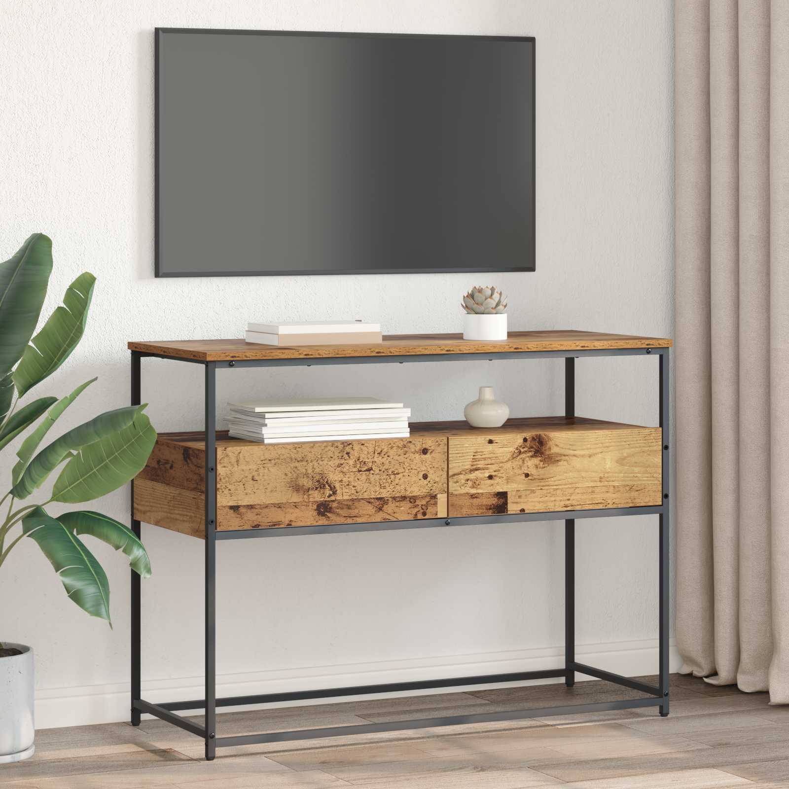 Konsolinis stalas su stalčių Senovinis medis 100 x 40 x 75 cm