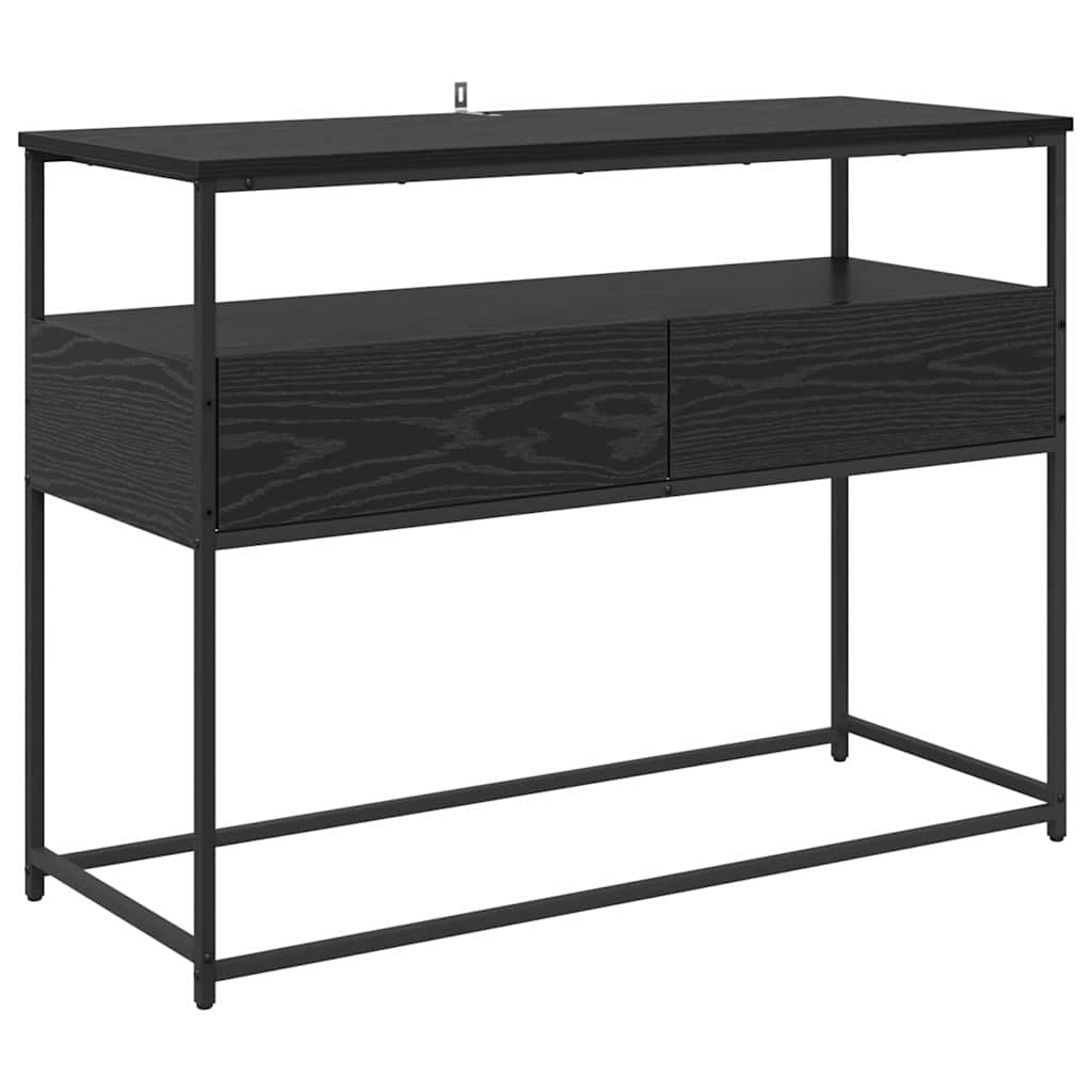 Konsoles galds ar atvilktni, melns ozols, 100 x 40 x 75 cm