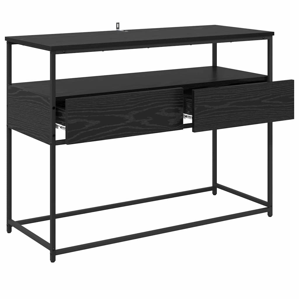 Konsoles galds ar atvilktni, melns ozols, 100 x 40 x 75 cm