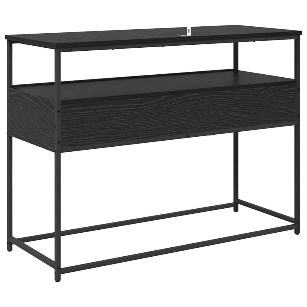 Konsoles galds ar atvilktni, melns ozols, 100 x 40 x 75 cm