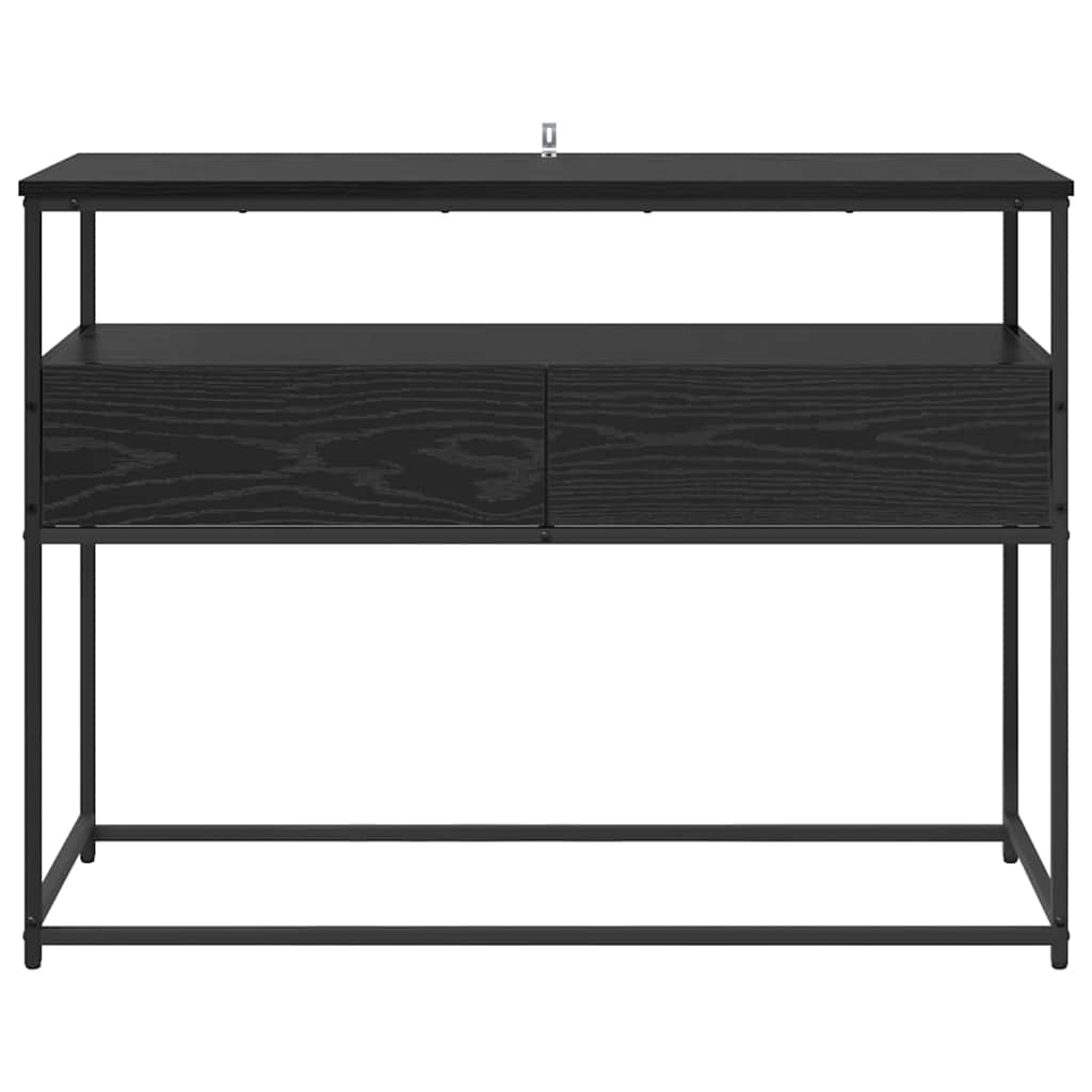 Konsoles galds ar atvilktni, melns ozols, 100 x 40 x 75 cm