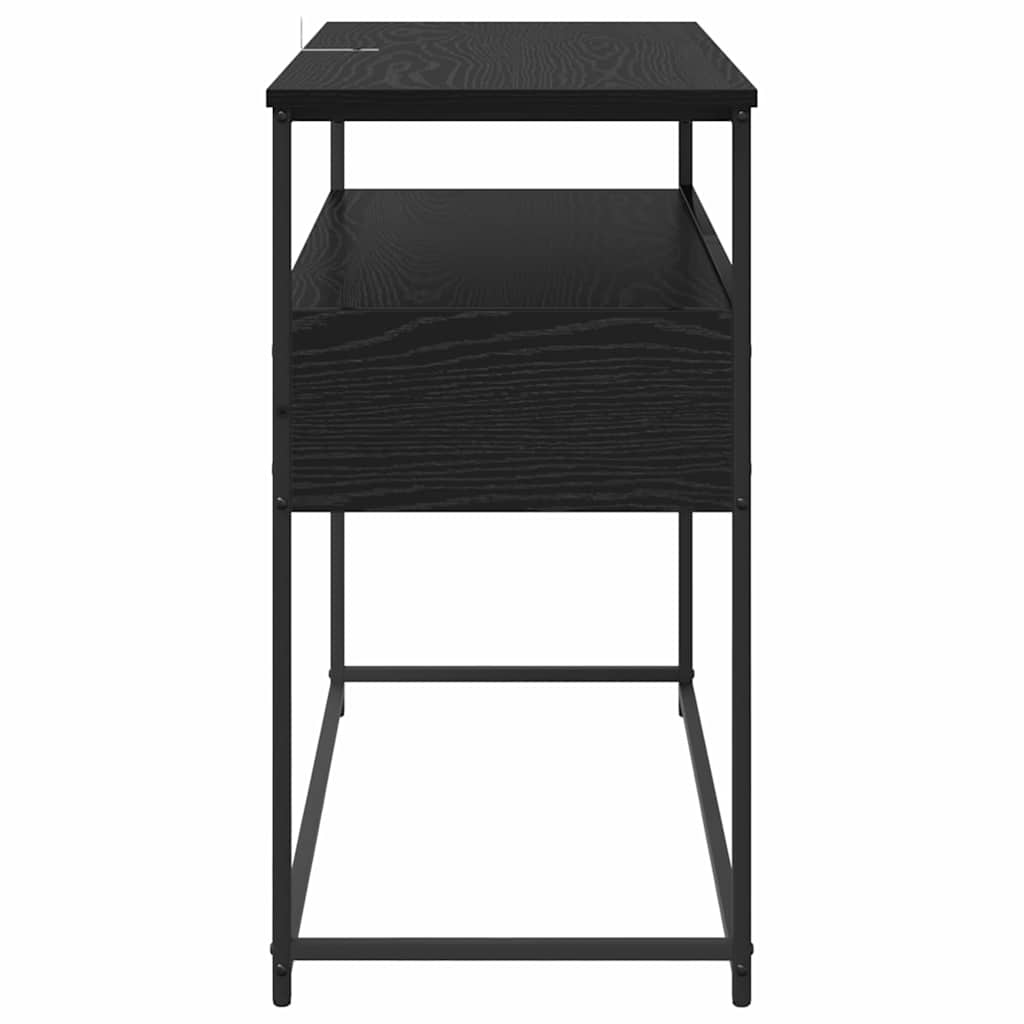 Konsoles galds ar atvilktni, melns ozols, 100 x 40 x 75 cm