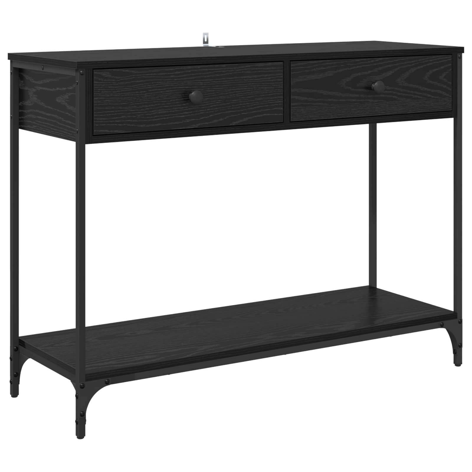 Konsoles galds ar atvilktni, melns ozols, 100 x 34,5 x 75 cm