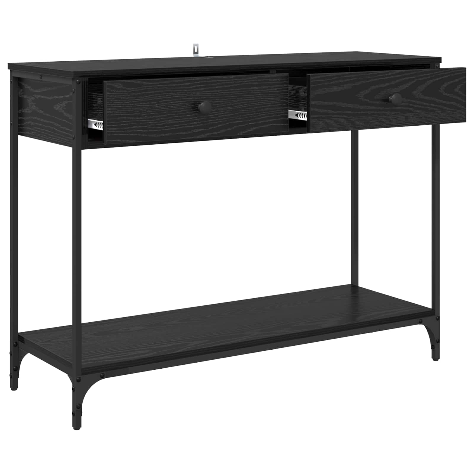 Konsoles galds ar atvilktni, melns ozols, 100 x 34,5 x 75 cm