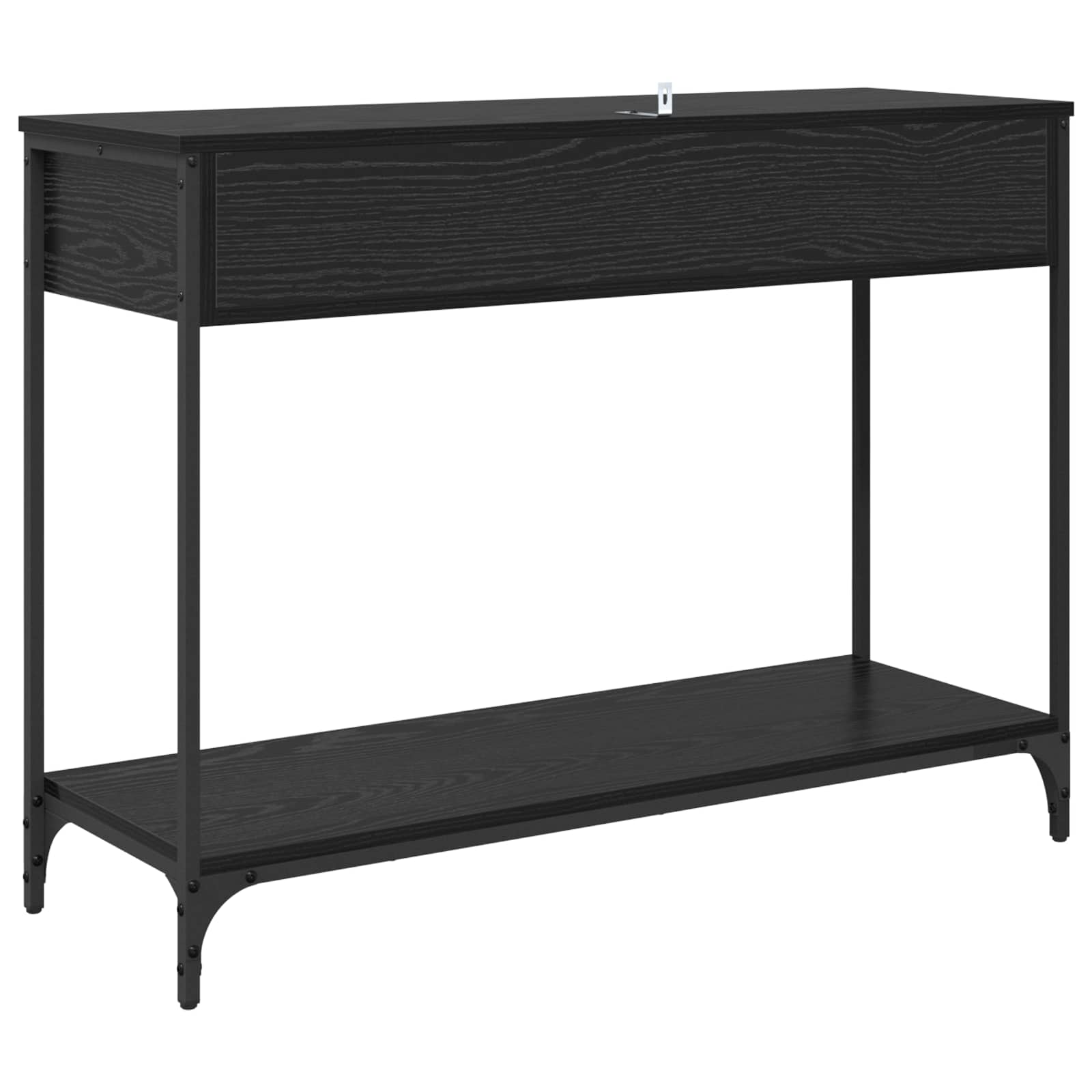 Konsoles galds ar atvilktni, melns ozols, 100 x 34,5 x 75 cm