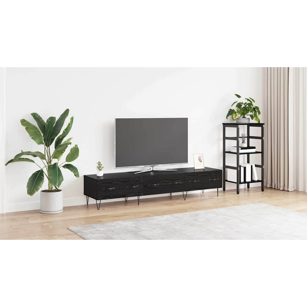 Televizoriaus spintelė su stalčių juoda ąžuolo 150 x 36 x 30 cm
