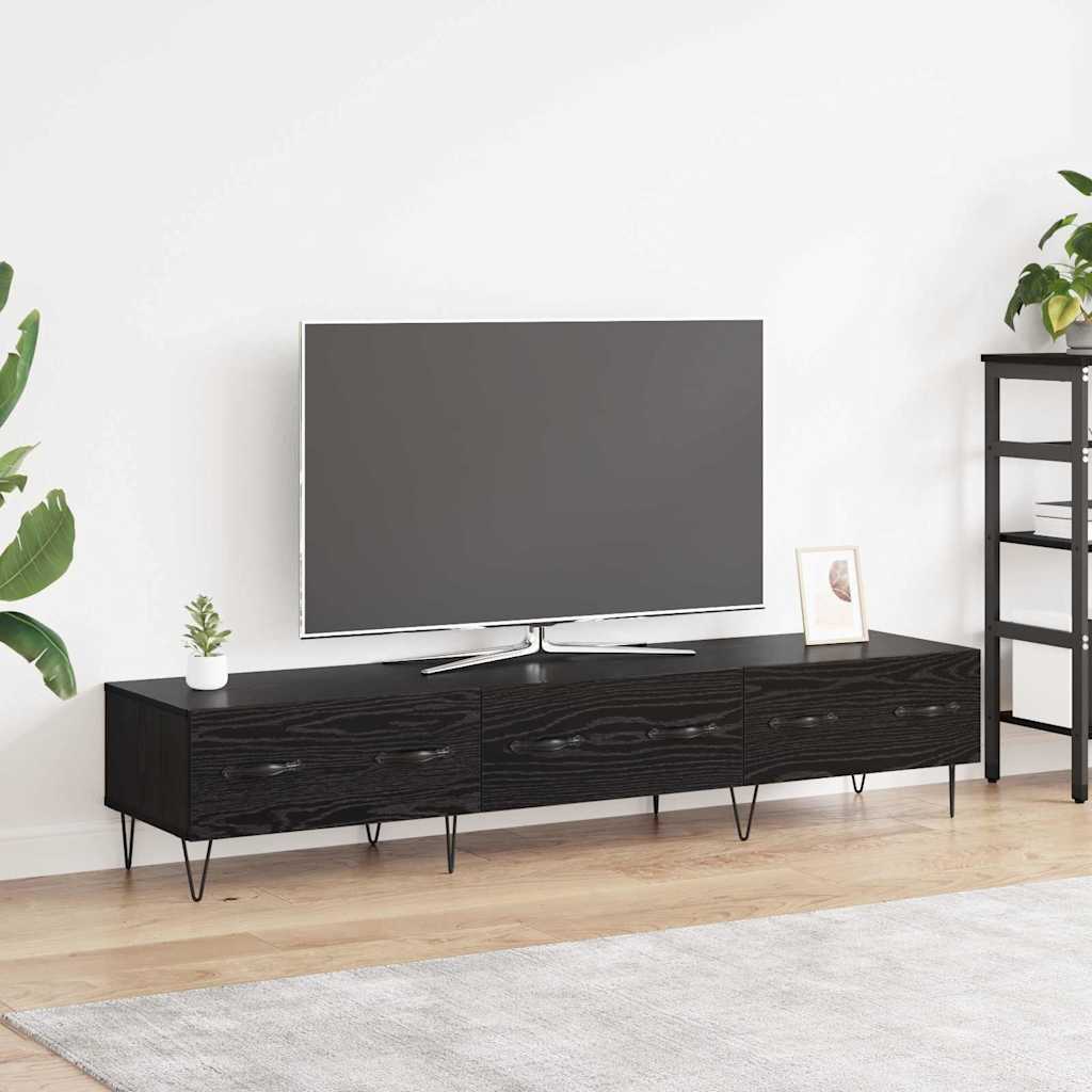 TV skapītis ar atvilktnēm melns ozols 150 x 36 x 30 cm