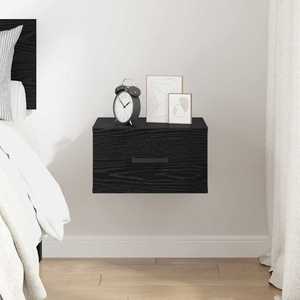 Bedside cabinet with drawer black oak 35 x 35 x 20 cm
