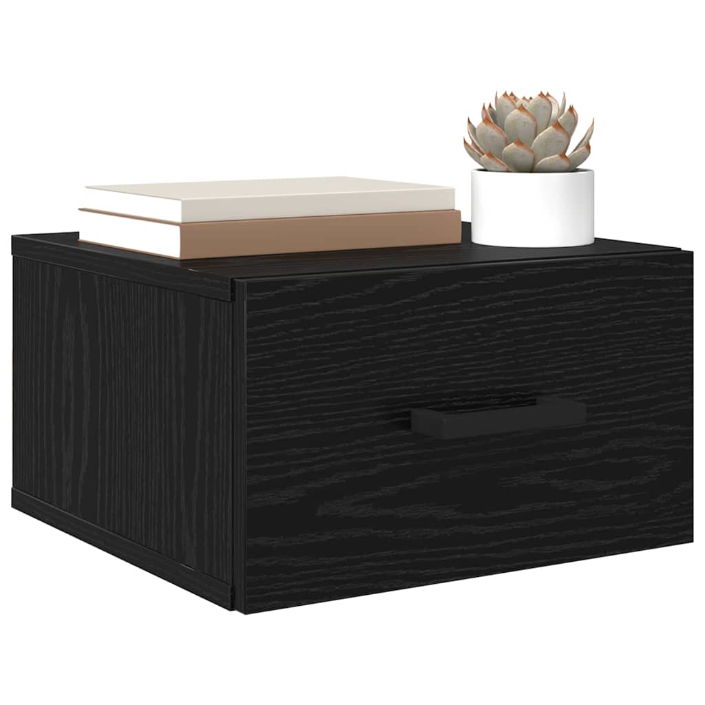Bedside cabinet with drawer black oak 35 x 35 x 20 cm