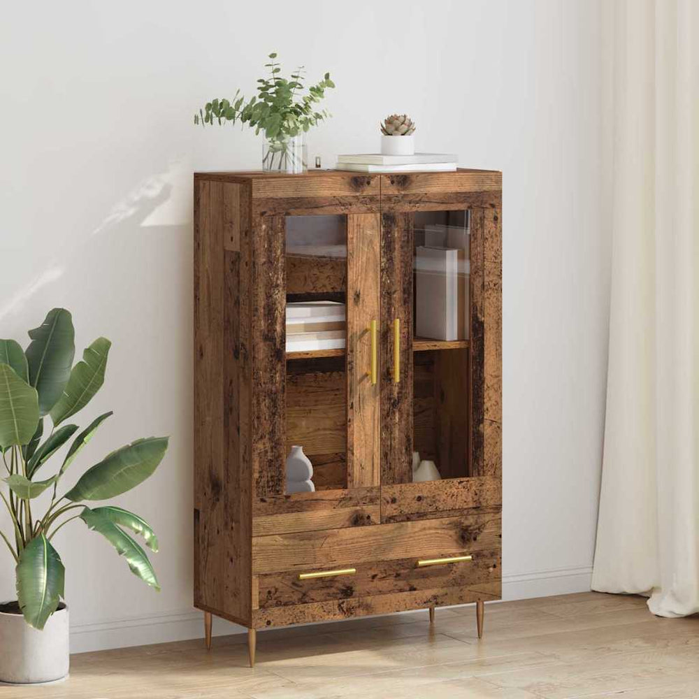 High cabinet with drawer Antique wood 69.5 x 31 x 115 cm