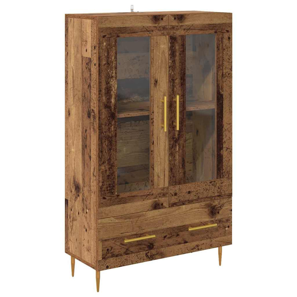 High cabinet with drawer Antique wood 69.5 x 31 x 115 cm