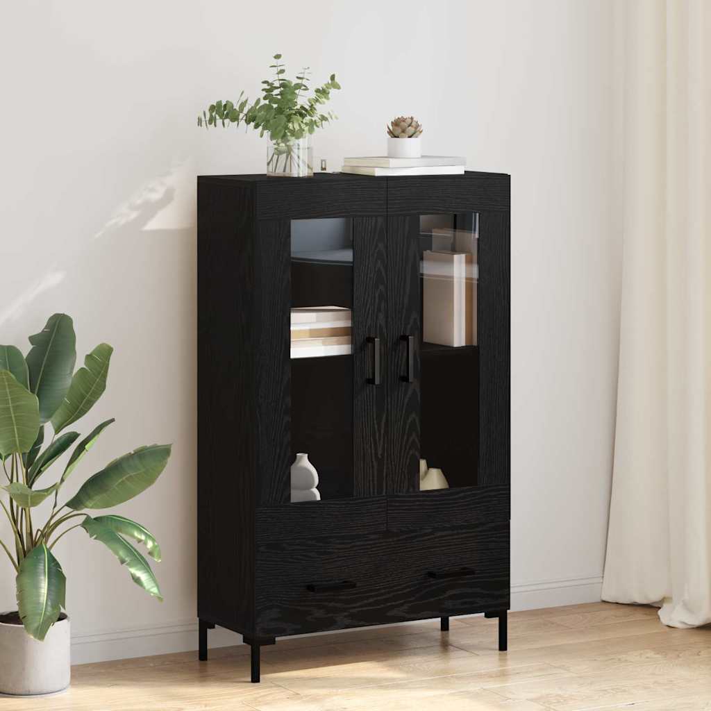 Augsts skapītis ar atvilktnēm, melns ozols, 69,5 x 31 x 115 cm