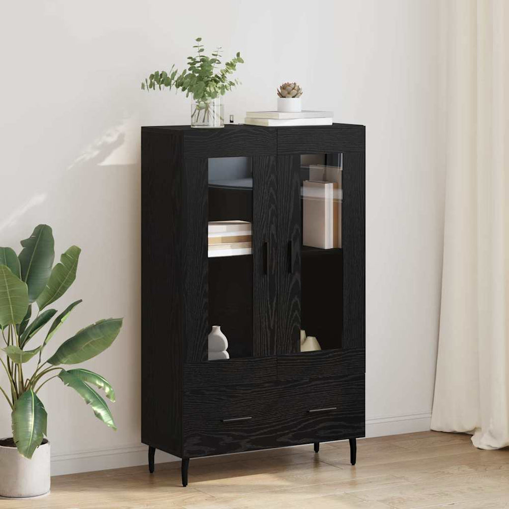 High Cabinet with Drawer Black Oak 69.5 x 31 x 115 cm