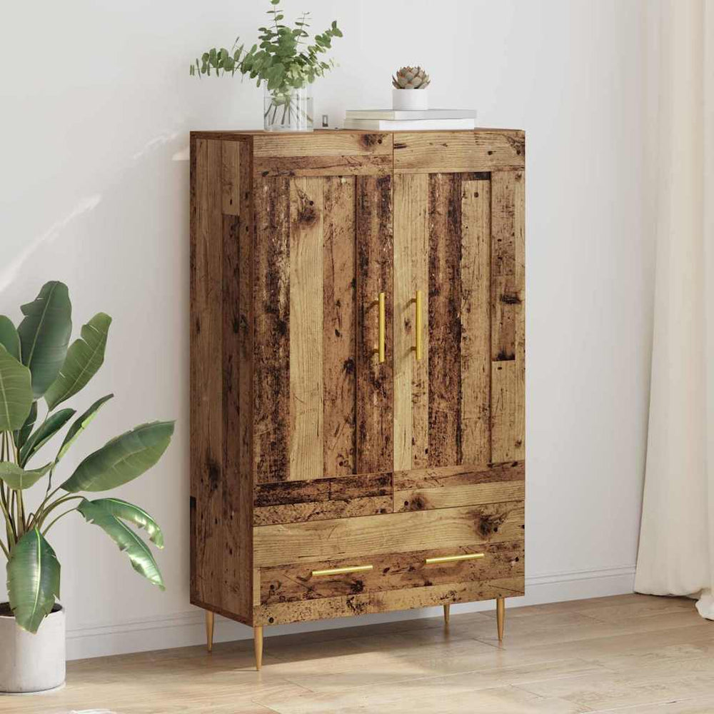 High cabinet with drawer Antique wood 69.5 x 31 x 115 cm