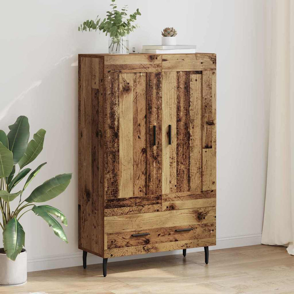 High cabinet with drawer Antique wood 69.5 x 31 x 115 cm