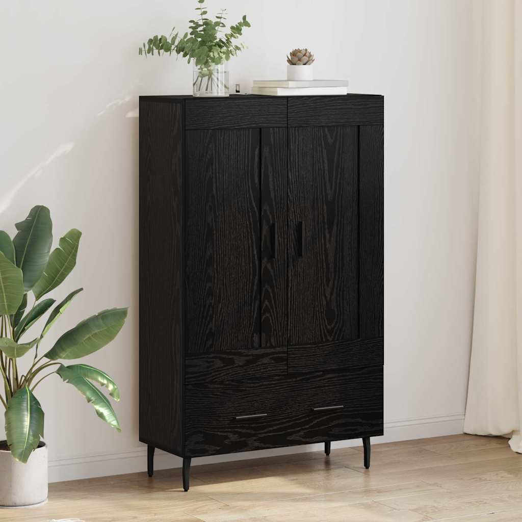 Augsts skapītis ar atvilktnēm, melns ozols, 69,5 x 31 x 115 cm