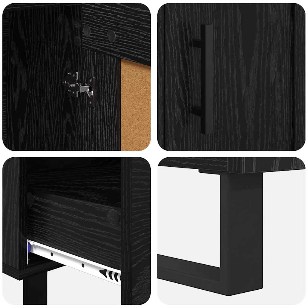 High Cabinet with Drawer Black Oak 69.5 x 31 x 115 cm
