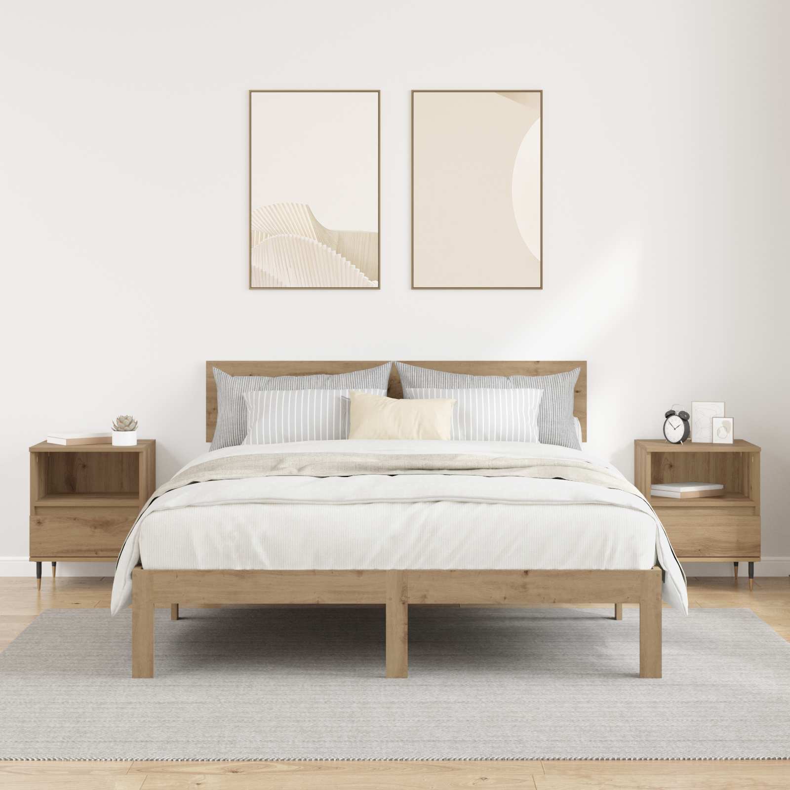 Šalia lovos spintelė 2 pcs Amatininkų ąžuolas 40 x 35 x 50 cm