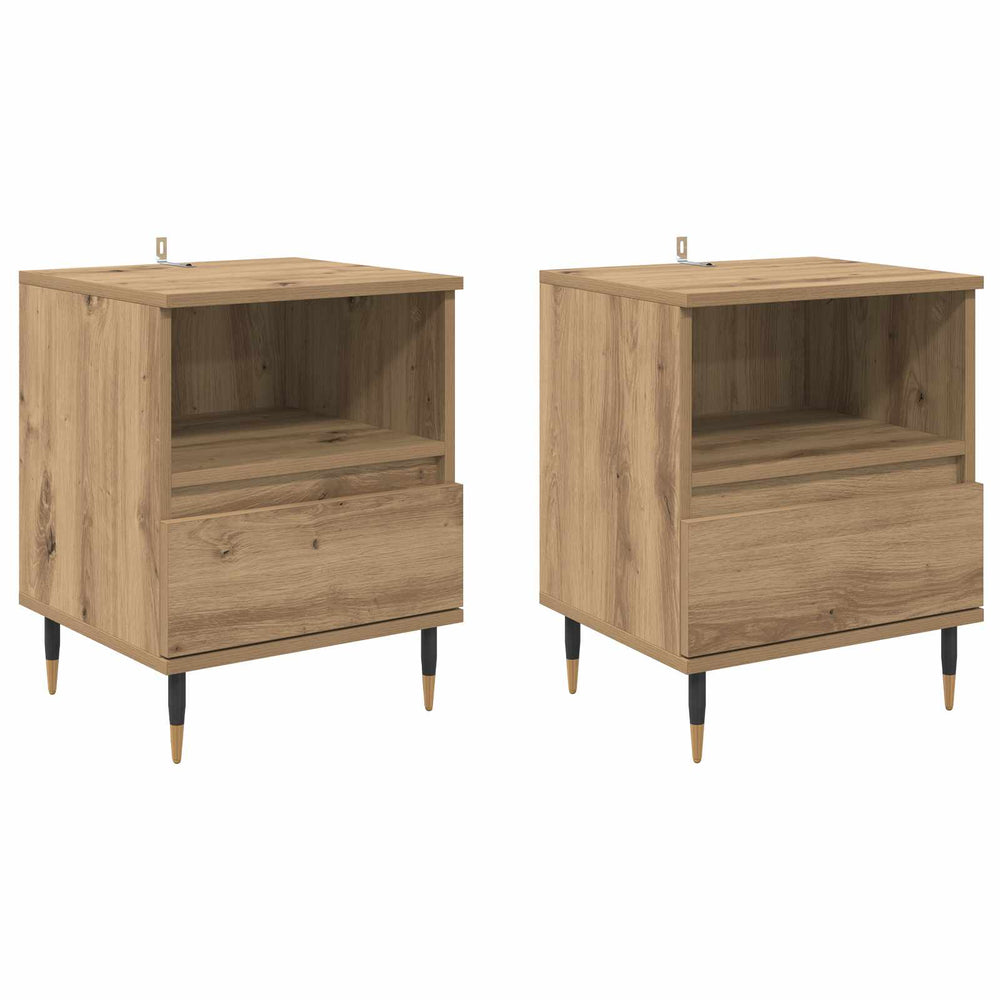 Šalia lovos spintelė 2 pcs Amatininkų ąžuolas 40 x 35 x 50 cm