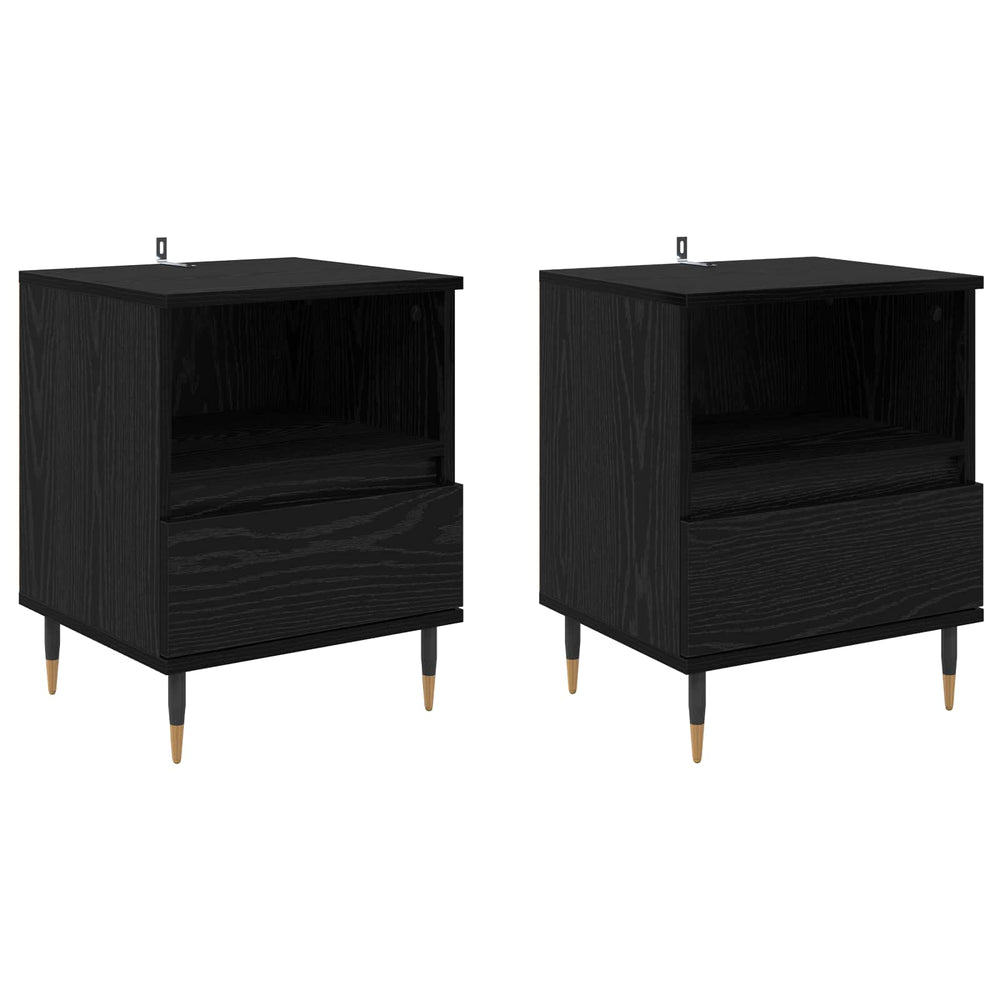 Šalia lovos spintelė 2 pcs Juodas ąžuolas 40 x 35 x 50 cm