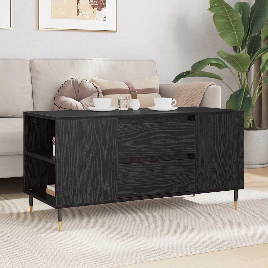 Kafijas galdiņš ar atvilktnēm, melns ozols, 102 x 44,5 x 50 cm