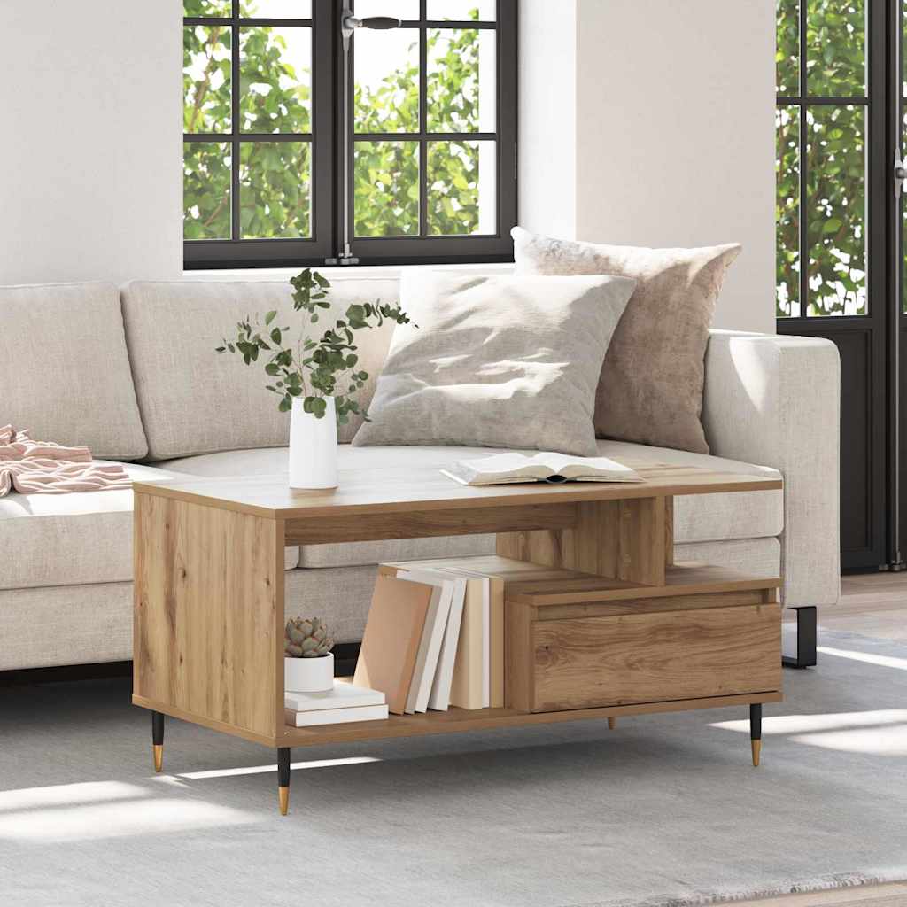 Coffee table with drawer Artisan oak 90 x 49 x 45 cm