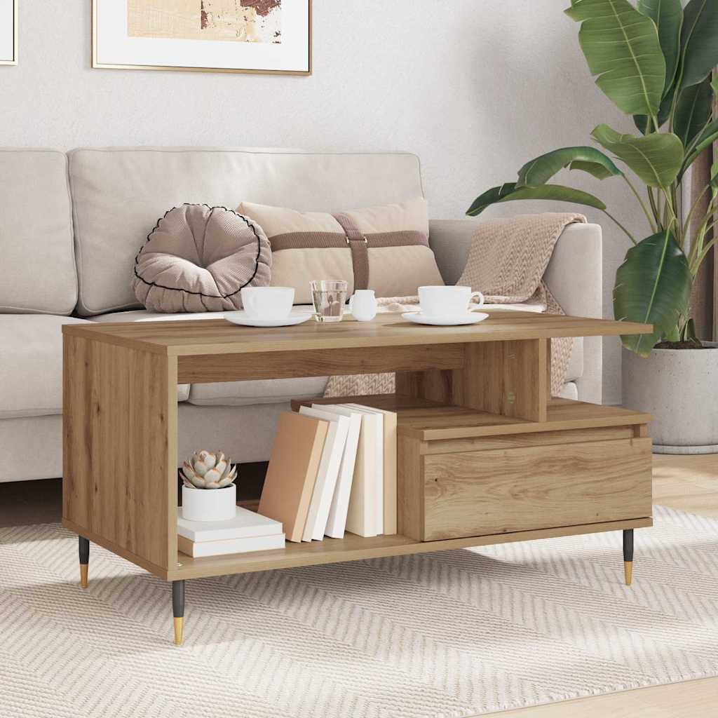 Coffee table with drawer Artisan oak 90 x 49 x 45 cm