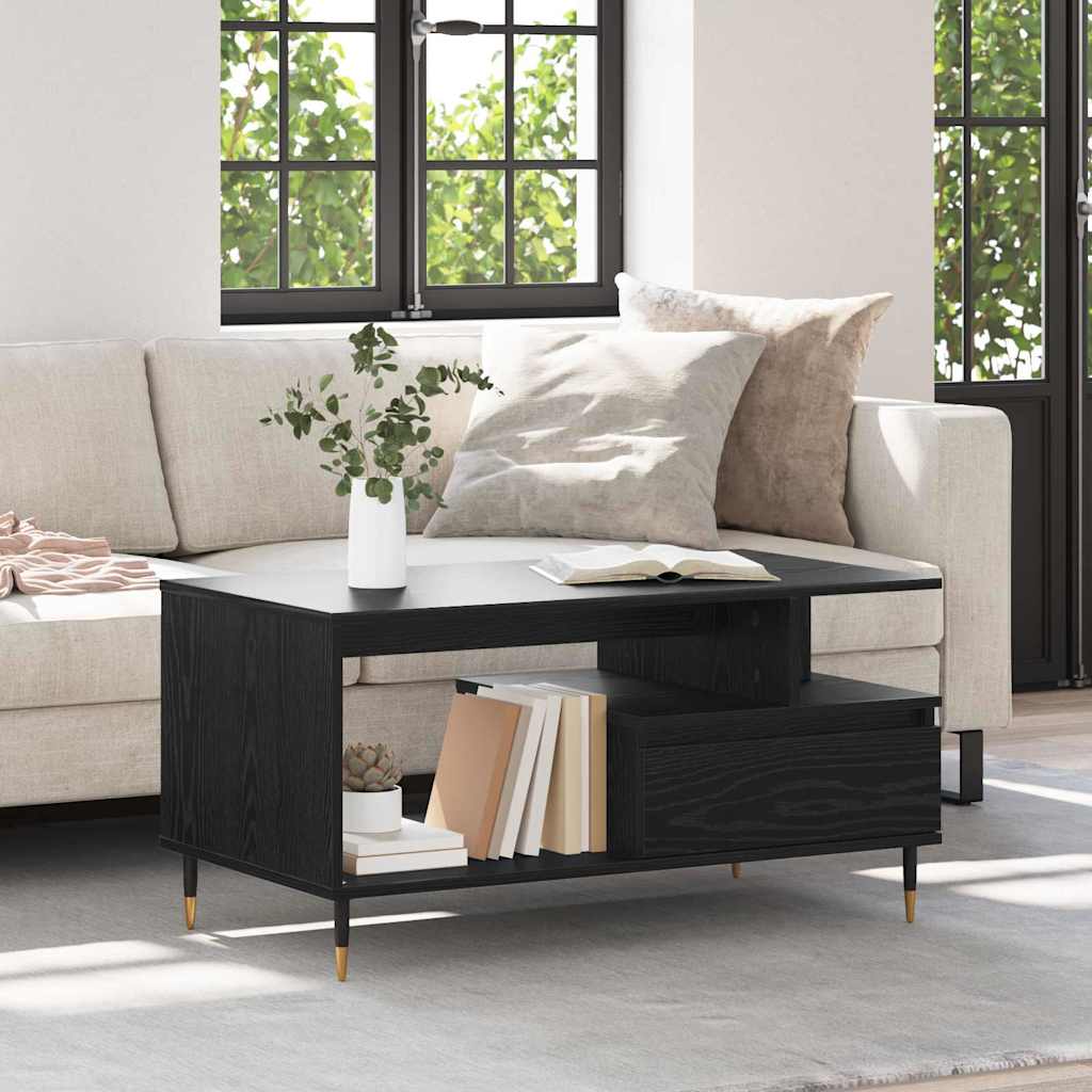 Coffee Table Black Oak 90 x 49 x 45 cm Engineered Wood
