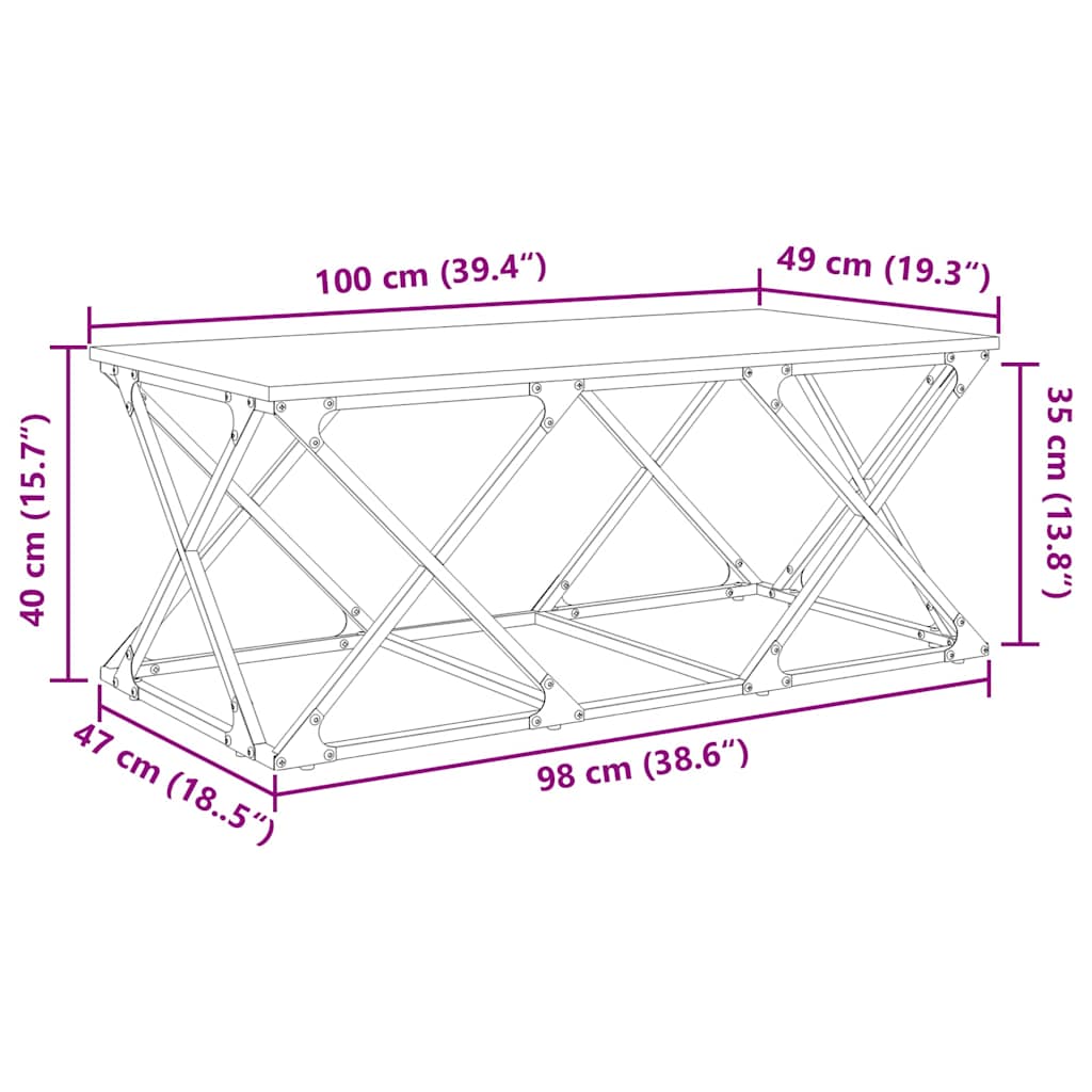 Kavos staliukas artisano ąžuolo 100 x 49 x 40 cm