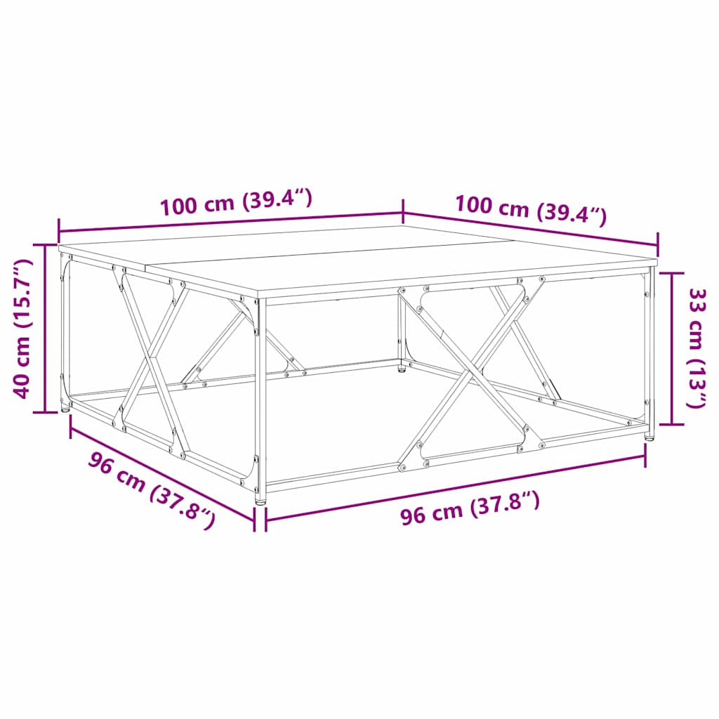 Kavos staliukas artisano ąžuolo 100 x 100 x 40 cm