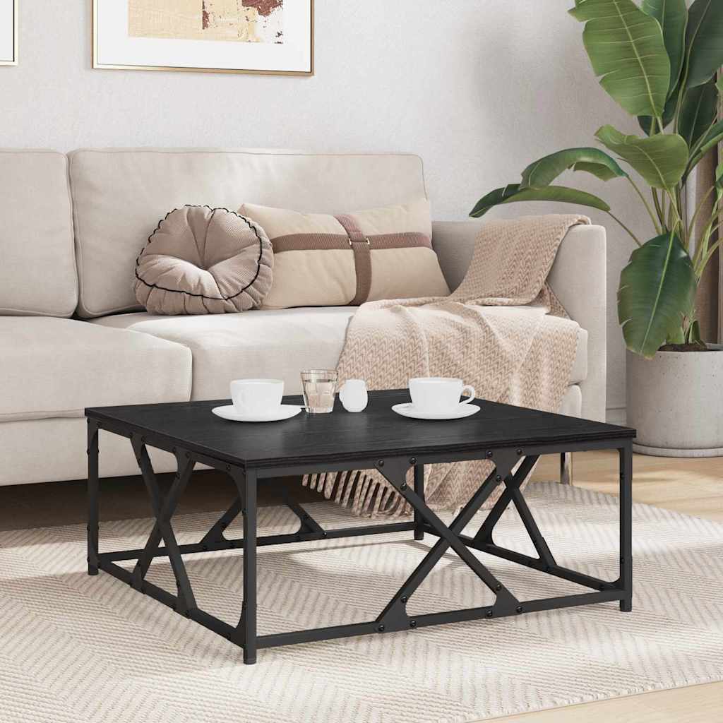 Coffee table black oak 70 x 70 x 30 cm Engineered wood