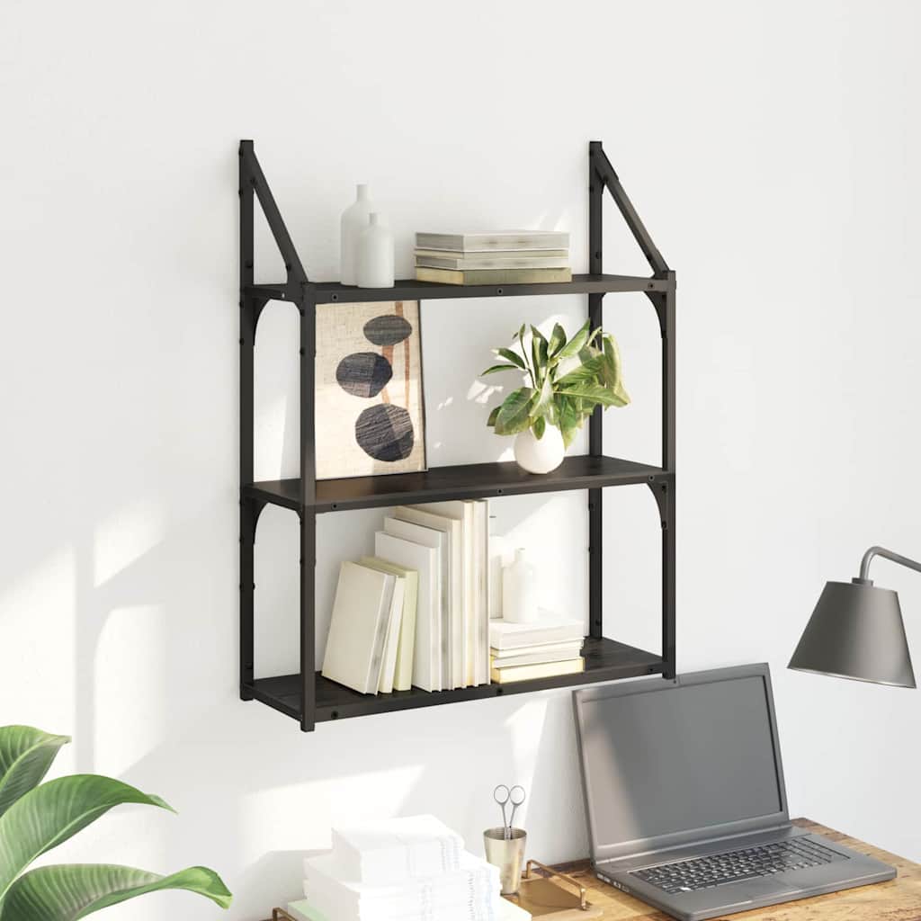 Wall shelf with shelf Black oak 60 x 21 x 78.5 cm
