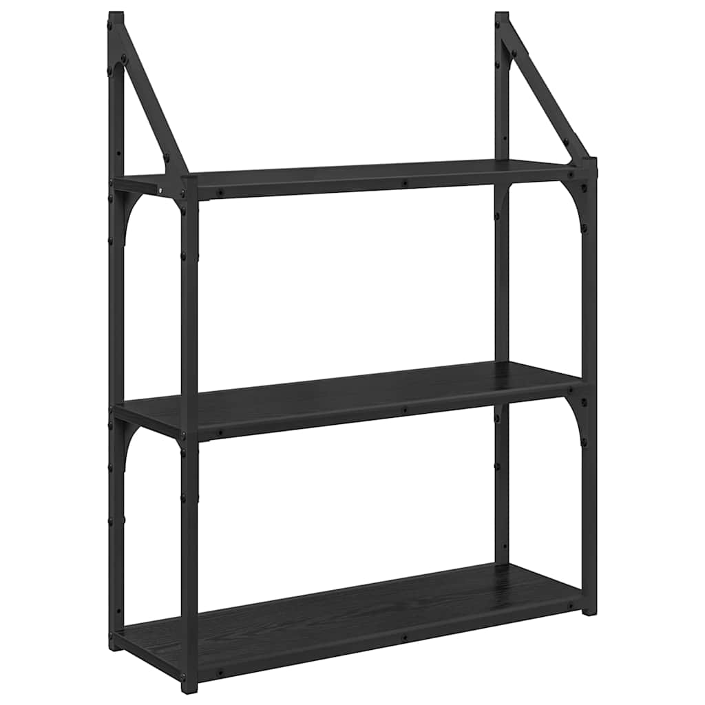 Wall shelf with shelf Black oak 60 x 21 x 78.5 cm