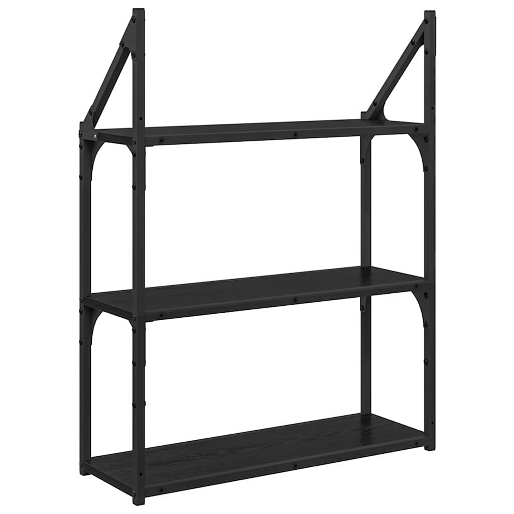 Wall shelf with shelf Black oak 60 x 21 x 78.5 cm