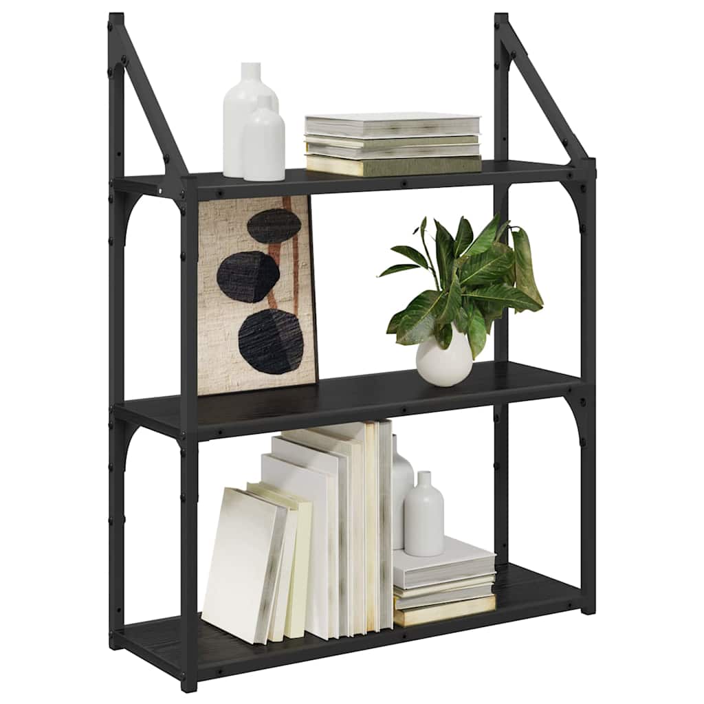 Wall shelf with shelf Black oak 60 x 21 x 78.5 cm