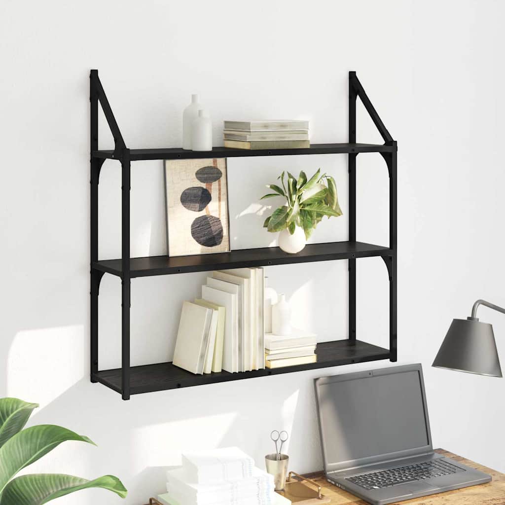Wall shelf with shelf Black oak 80 x 21 x 78.5 cm