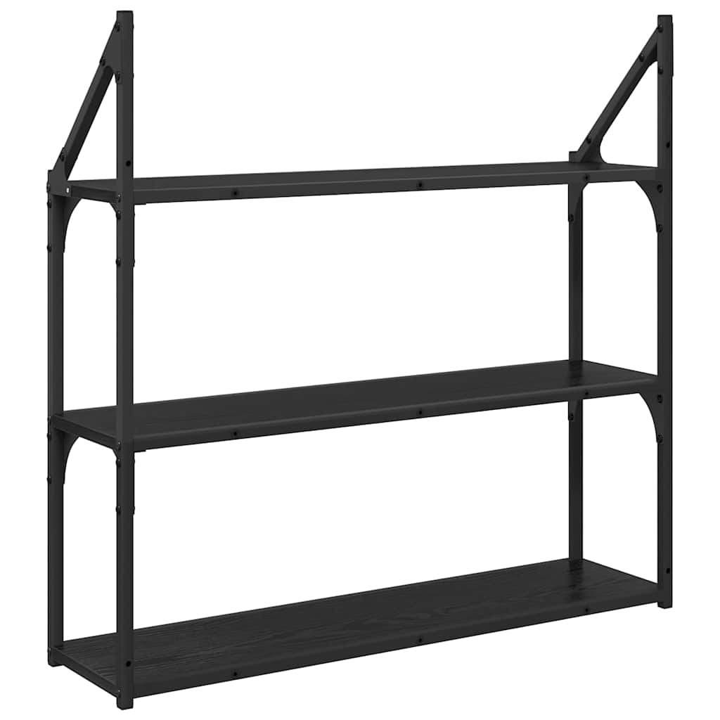 Wall shelf with shelf Black oak 80 x 21 x 78.5 cm