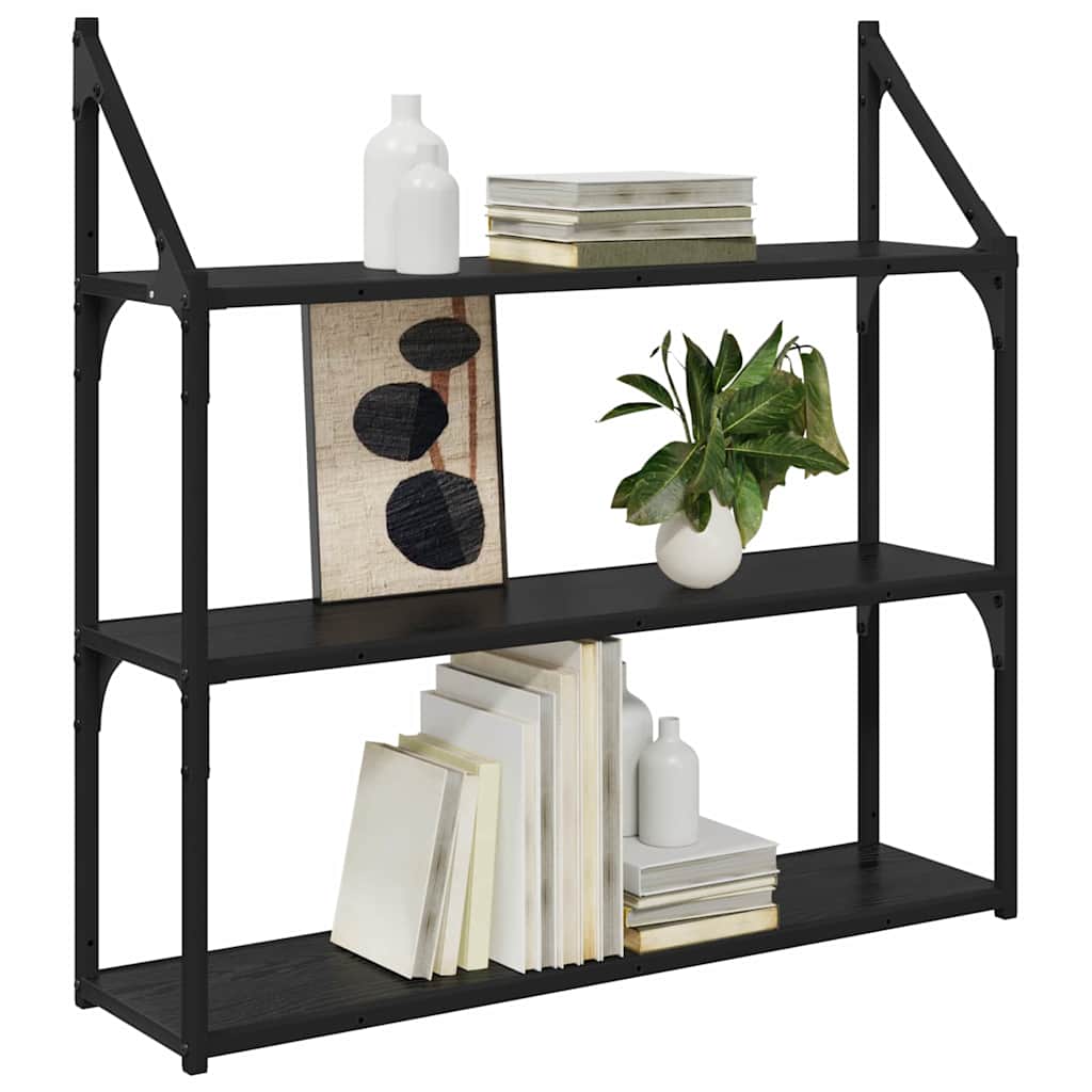 Wall shelf with shelf Black oak 80 x 21 x 78.5 cm