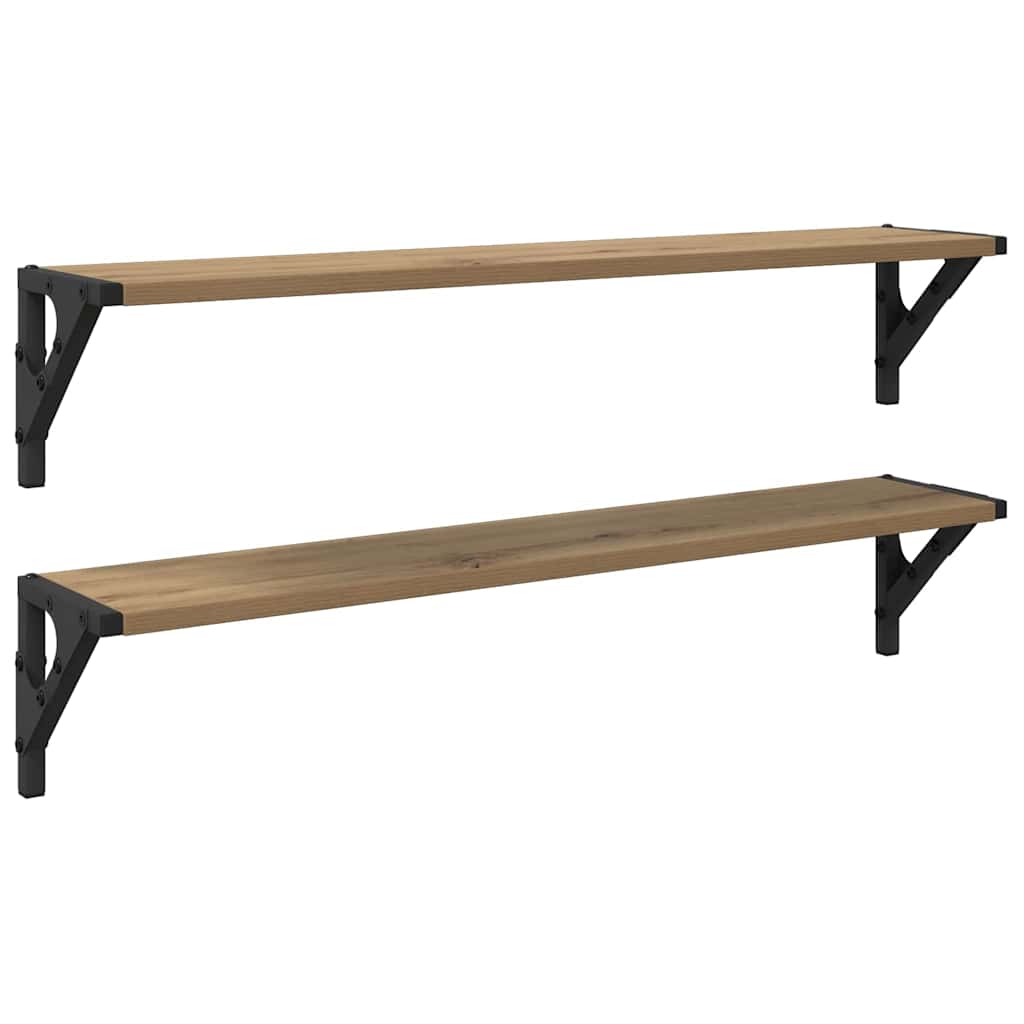 Sieninės lentynos 2 pcs Amatininkų ąžuolas 80 x 15 x 15,5 cm
