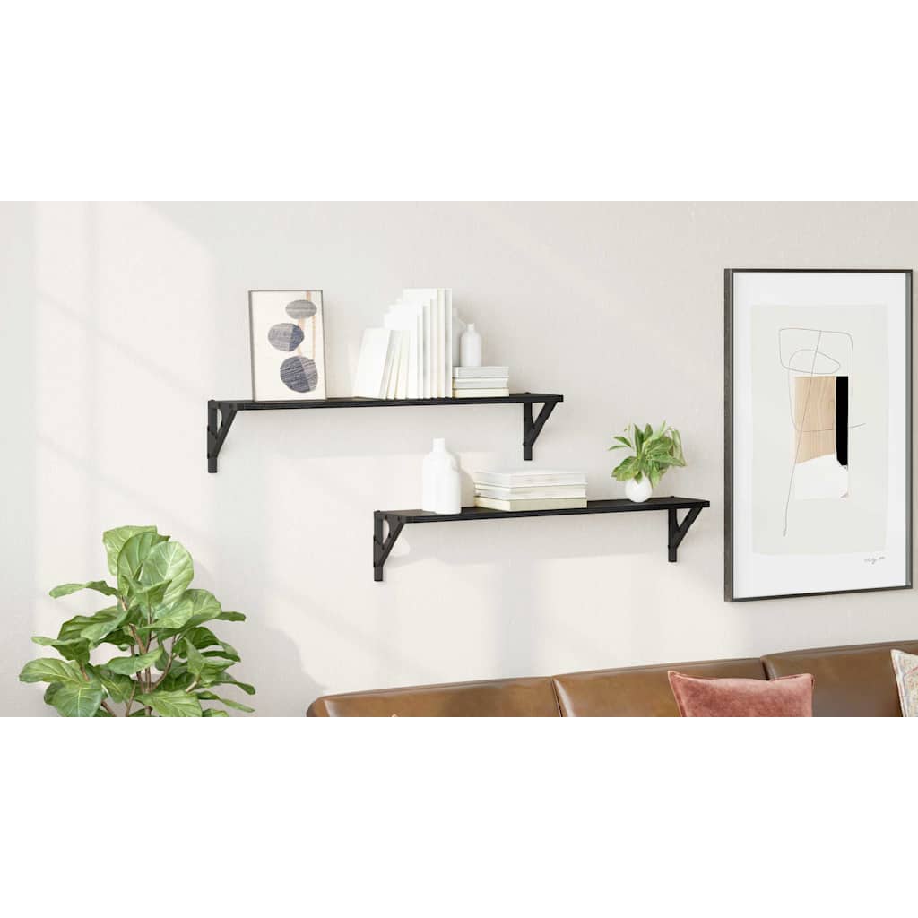 Sienas plaukti 2 gab. Melnbalts ozols 80 x 15 x 15,5 cm