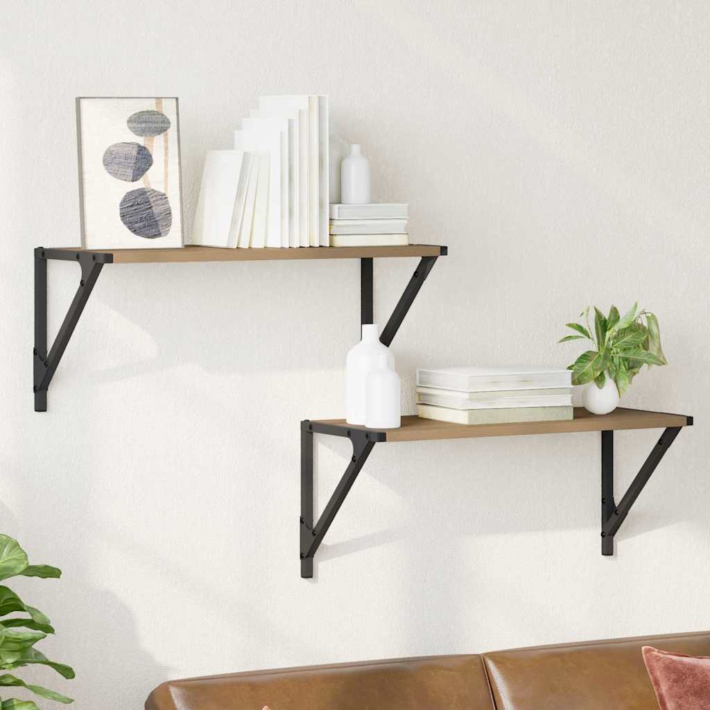 Sieninės lentynos 2 pcs Amatininkų ąžuolas 60 x 25 x 25,5 cm