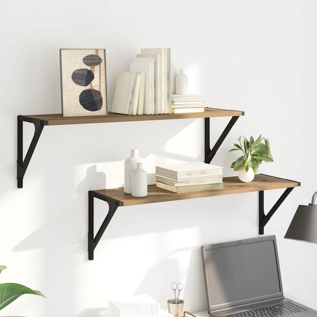 Sieninės lentynos 2 pcs Amatininkų ąžuolas 80 x 25 x 25,5 cm