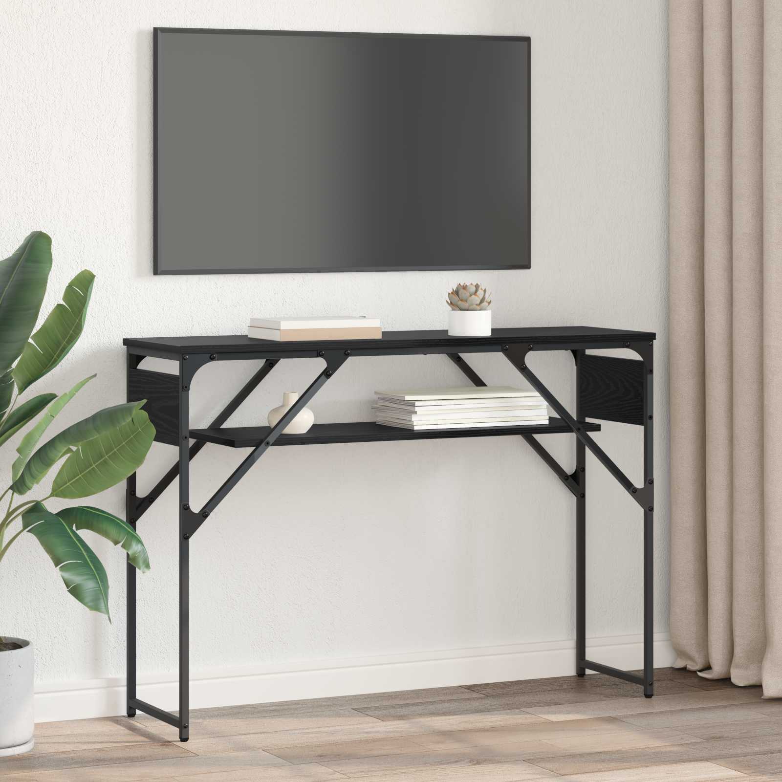 KonsolinisStaliukas Juodas ąžuolas 105x30x75cm Apdirbta mediena