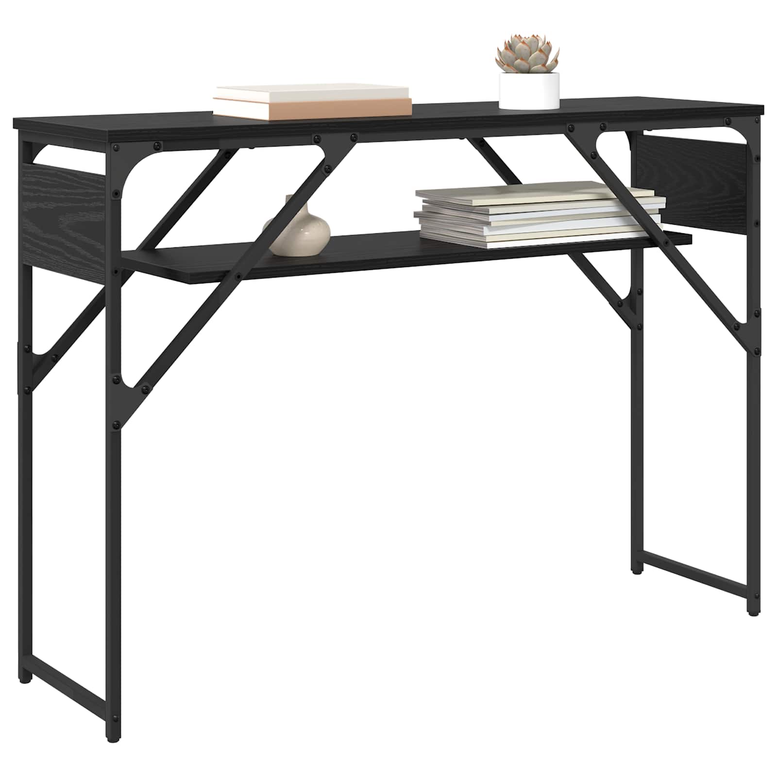KonsolinisStaliukas Juodas ąžuolas 105x30x75cm Apdirbta mediena