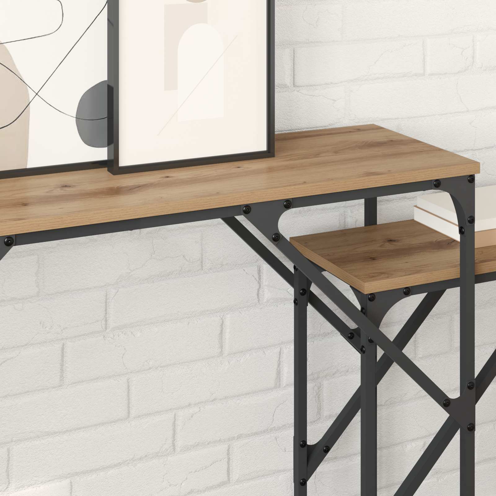 Konsolinis stalas 2 pcs Amatininkų ąžuolas 100 x 28 x 75 cm