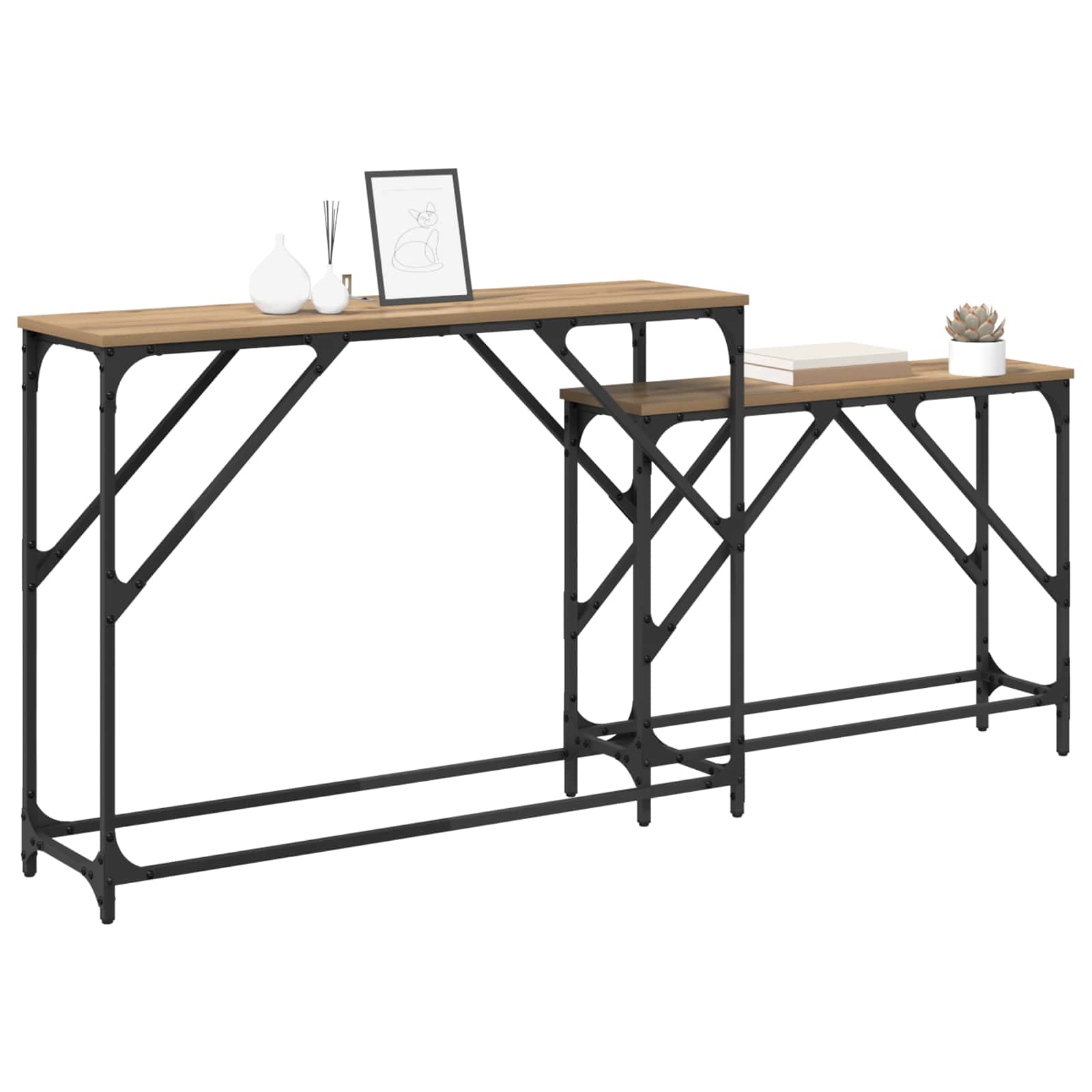 Konsolinis stalas 2 pcs Amatininkų ąžuolas 100 x 28 x 75 cm